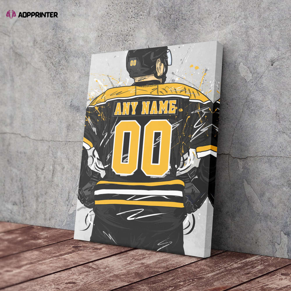 Boston Bruins Jersey NHL Personalized Jersey Custom Name and Number Canvas Wall Art Home Decor