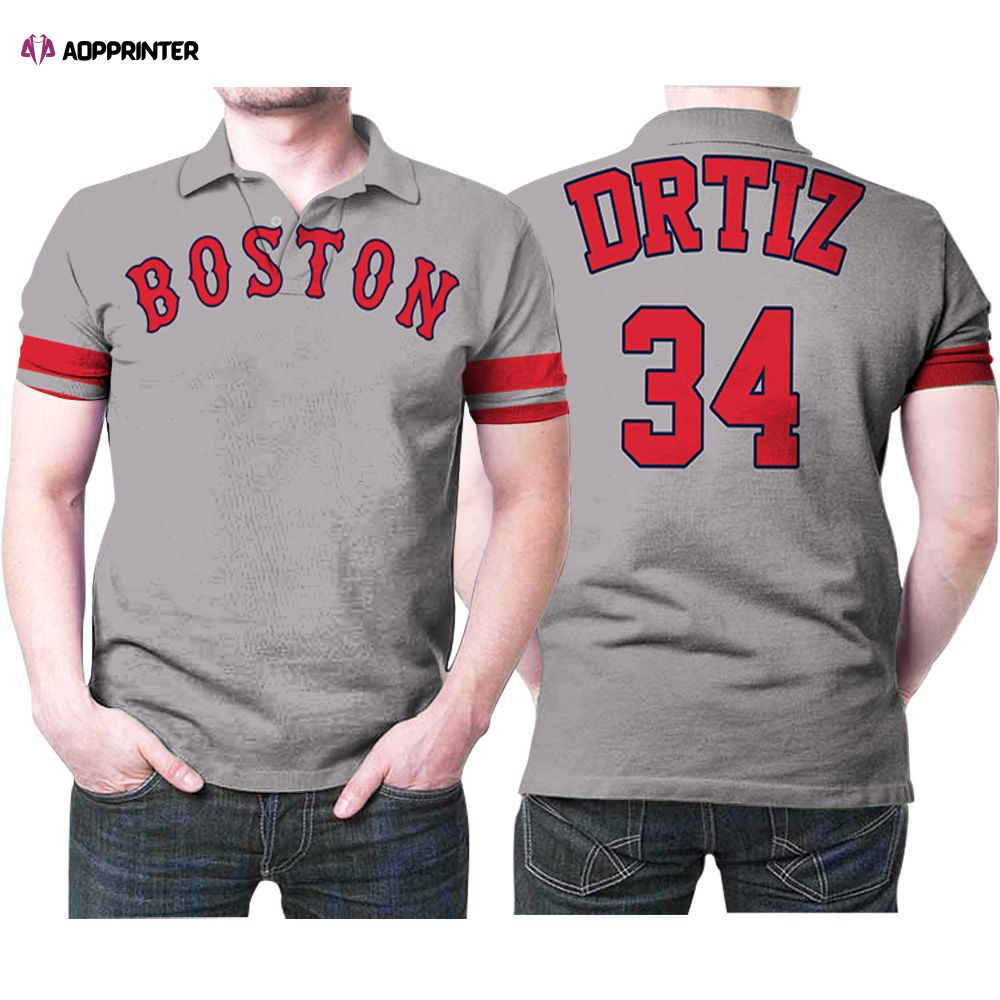Boston Red Sox David Ortiz Majestic Cool Base Player Gray 2019 Jersey Style Gift For Rex Sox Fans Polo Shirt Gift for Fans Shirt 3d T-shirt
