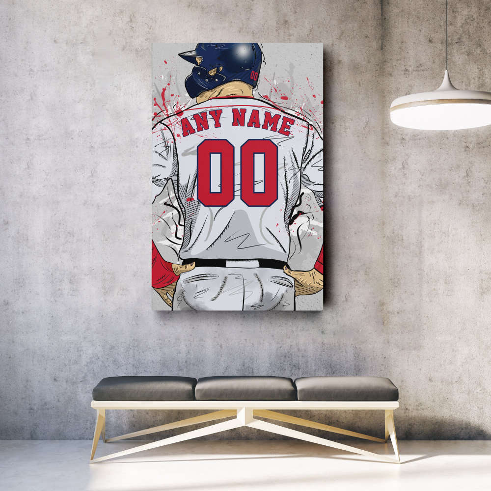 Boston Red Sox Jersey MLB Personalized Jersey Custom Name and Number Canvas Wall Art Home Decor Framed Poster Man Cave Gift