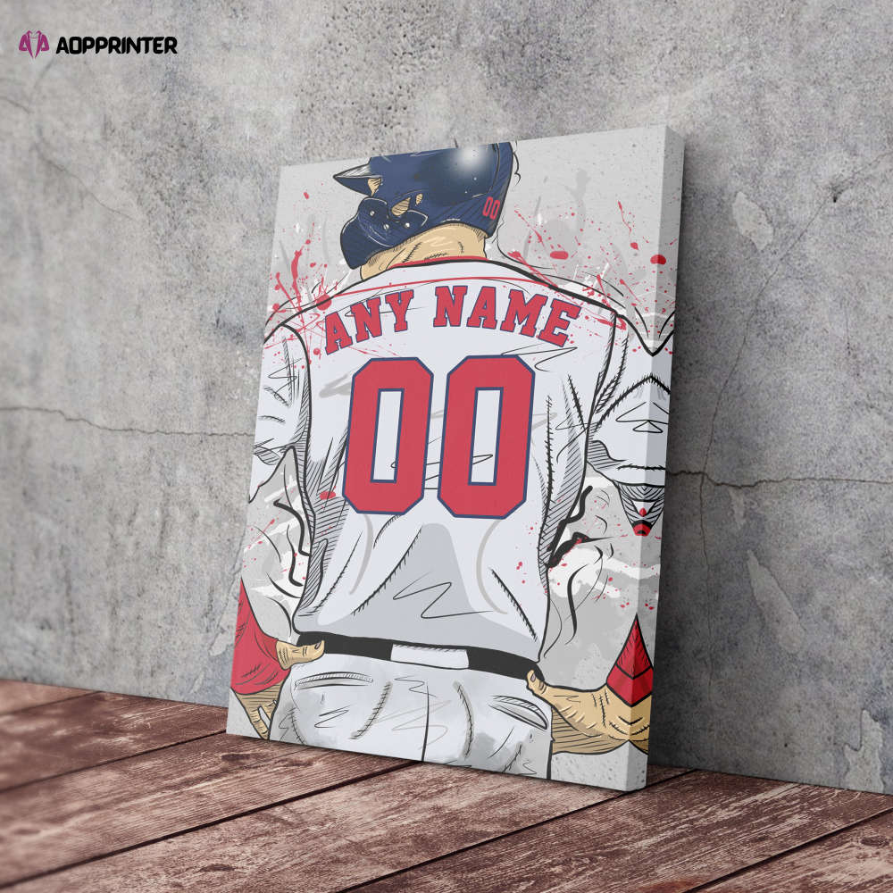 Boston Red Sox Jersey MLB Personalized Jersey Custom Name and Number Canvas Wall Art Home Decor Framed Poster Man Cave Gift
