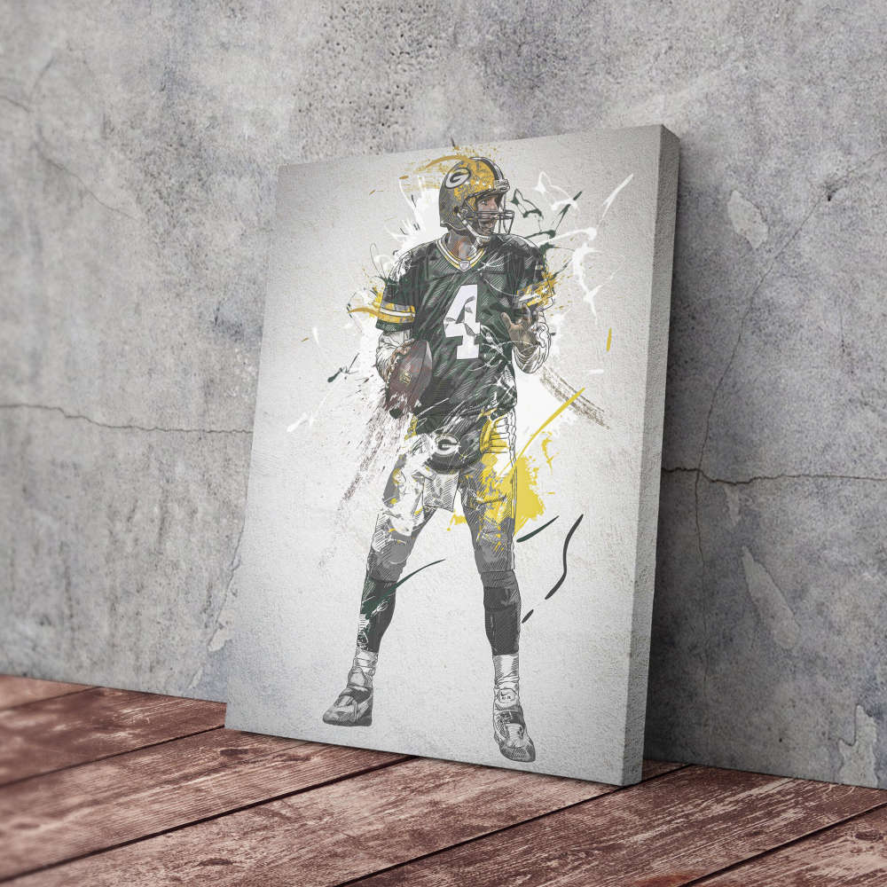 Brett Favre Poster Green Bay Packers NFL Framed Wall Art Home Decor Canvas Print Artwork