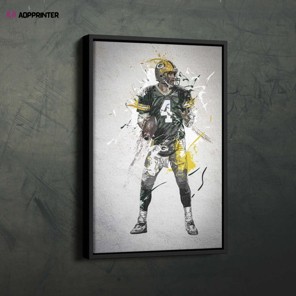 Brett Favre Poster Green Bay Packers NFL Framed Wall Art Home Decor Canvas Print Artwork