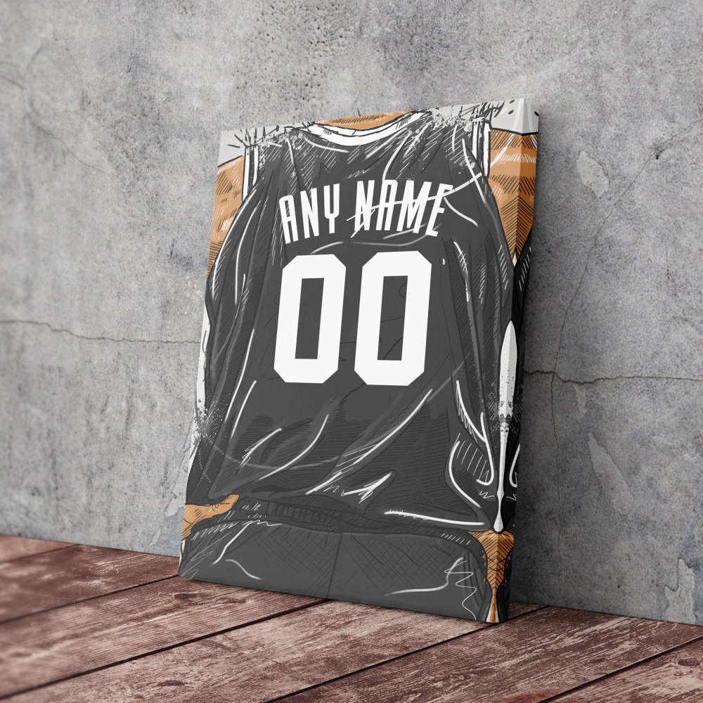 Brooklyn Nets Jersey Personalized Jersey NBA Custom Name and Number Canvas Wall Art Home Decor Framed Poster Man Cave Gift
