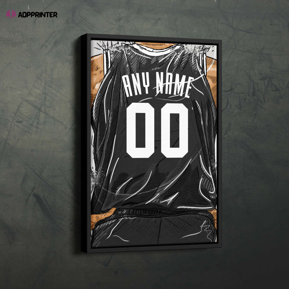 Brooklyn Nets Jersey Personalized Jersey NBA Custom Name and Number Canvas Wall Art Home Decor Framed Poster Man Cave Gift