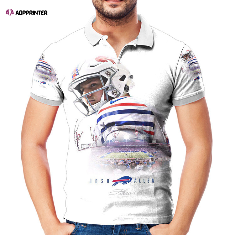 Buffalo Bills 17 Josh Allen v1 3D Gift for Fans Polo Shirt