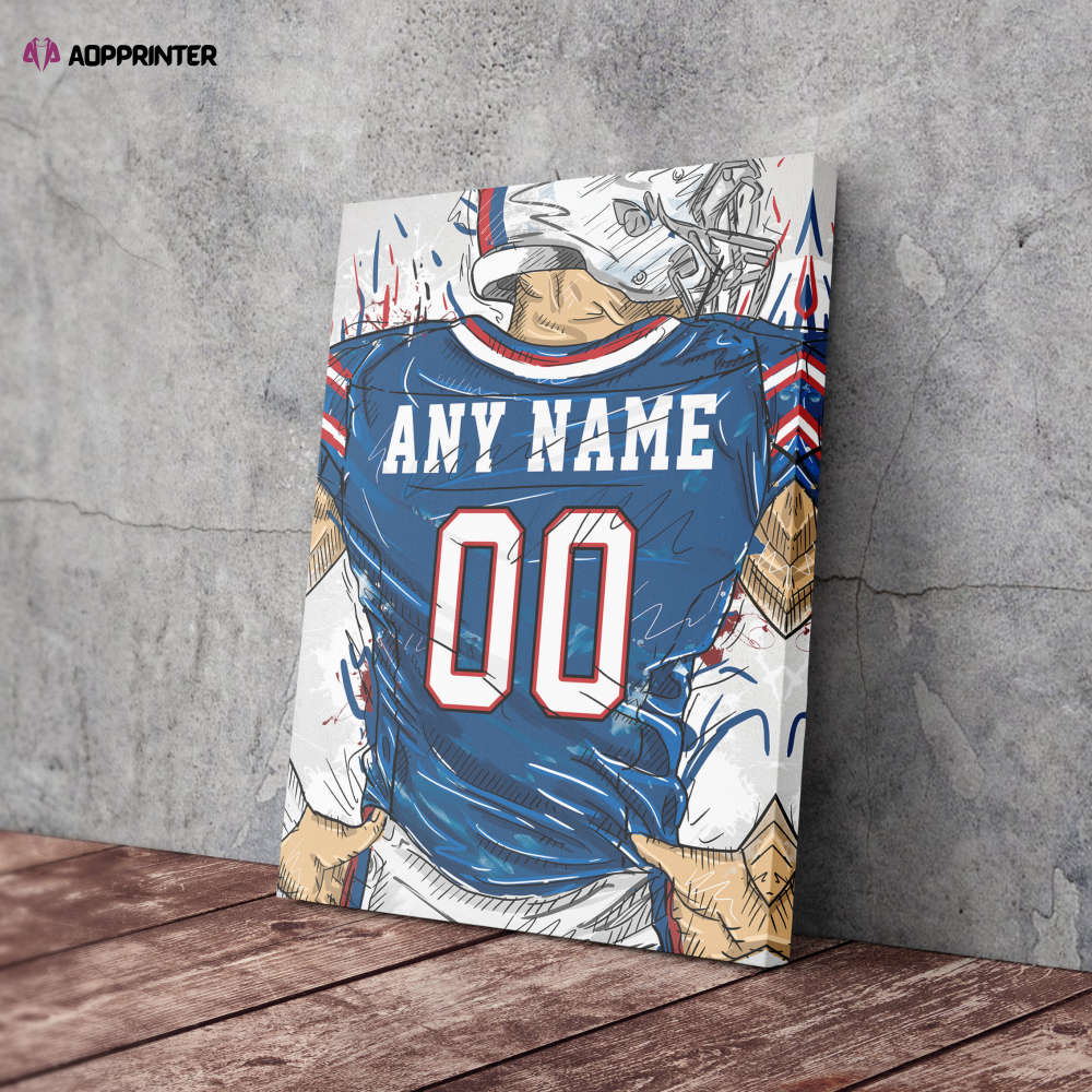 Buffalo Bills Jersey Personalized Jersey NFL Custom Name and Number Canvas Wall Art Home Decor Man Cave Gift