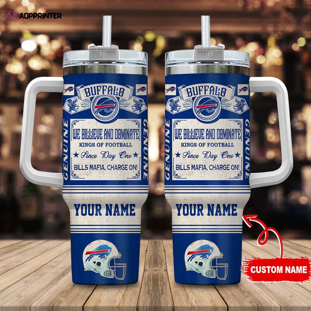 Buffalo Bills NFL Vintage King Of Football Custom Name 40oz Stanley Tumbler Gift for Fans