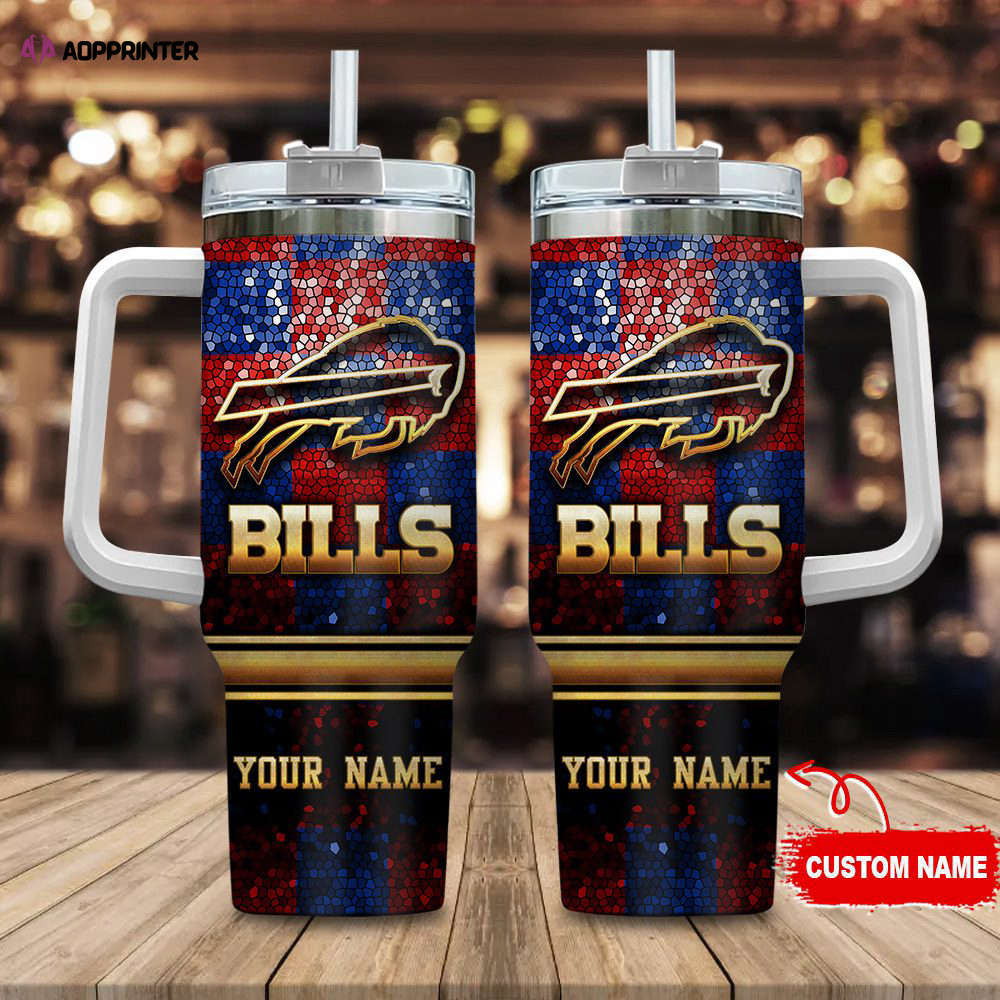 Buffalo Bills Personalized NFL Glitter 40oz Stanley Tumbler Gift for Fans