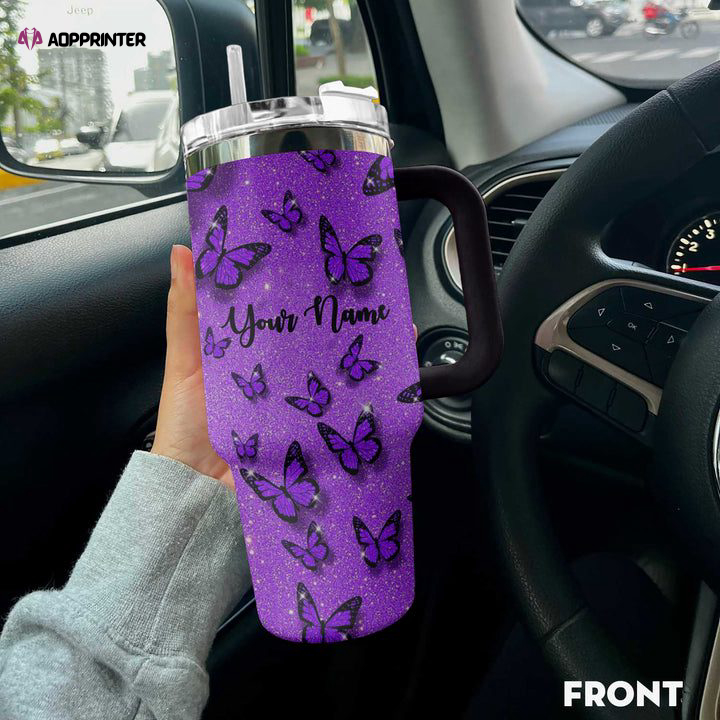 Butterfly Shineful Stanley Tumbler 40oz Colorful Butterflies Gift for Fans