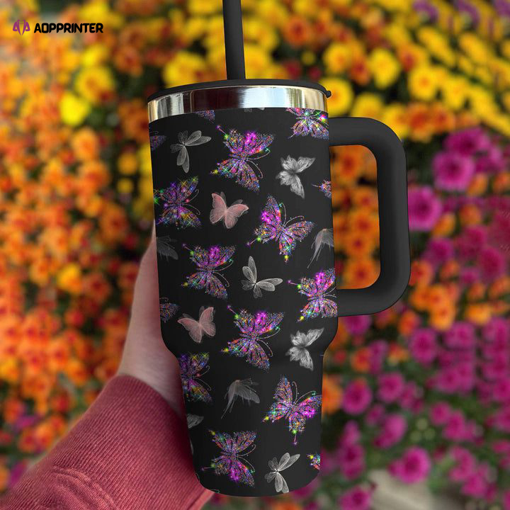 Butterfly Shineful Stanley Tumbler 40oz Mysterious Gift for Fans