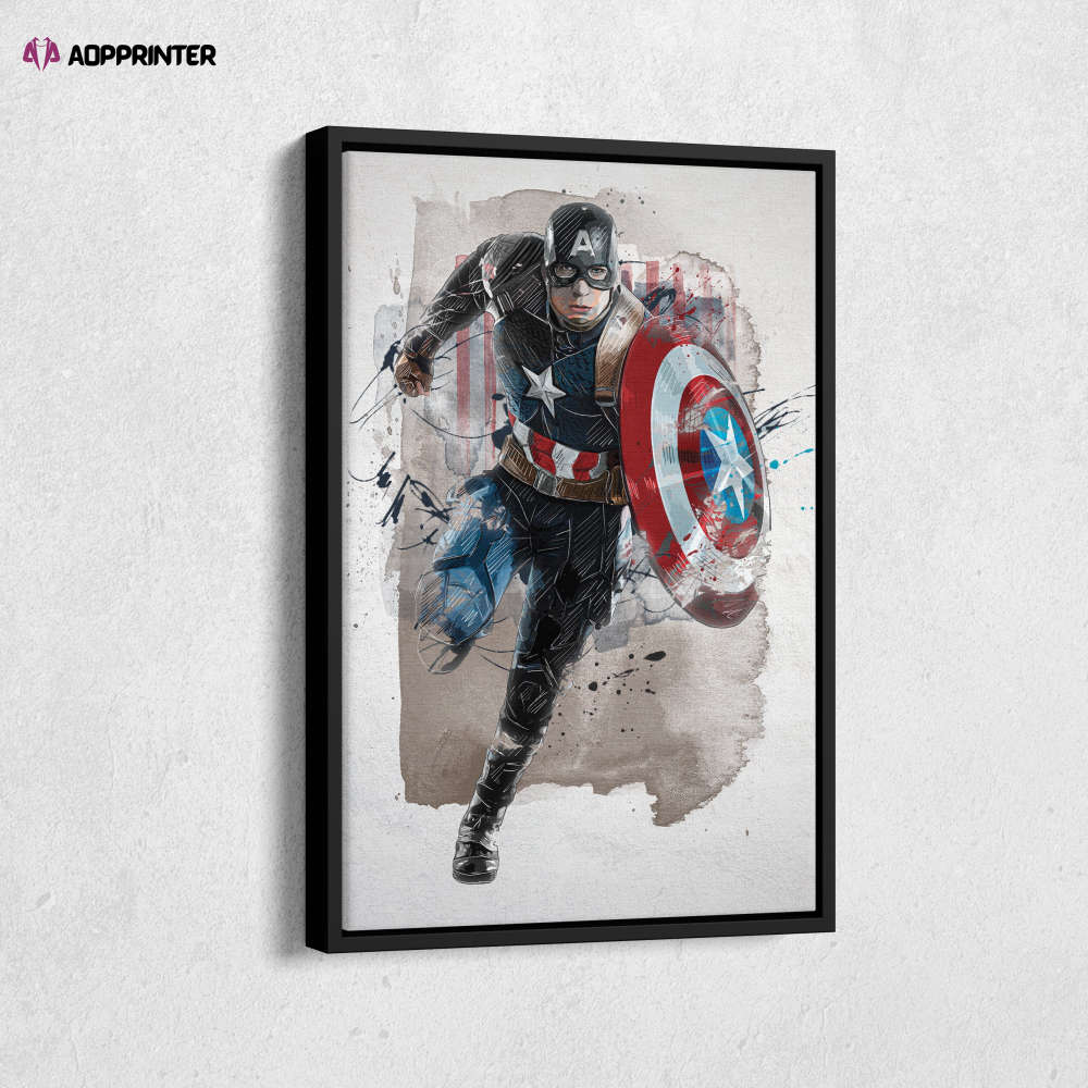 Captain America Poster Marvel Comics Framed Wall Art Home Decor Canvas Print Artwork
