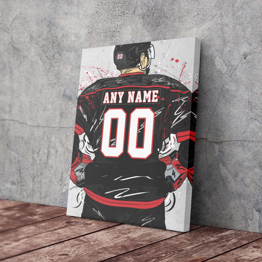 Carolina Hurricanes Jersey NHL Personalized Jersey Custom Name and Number Canvas Wall Art Home Decor Framed Poster Man Cave Gift