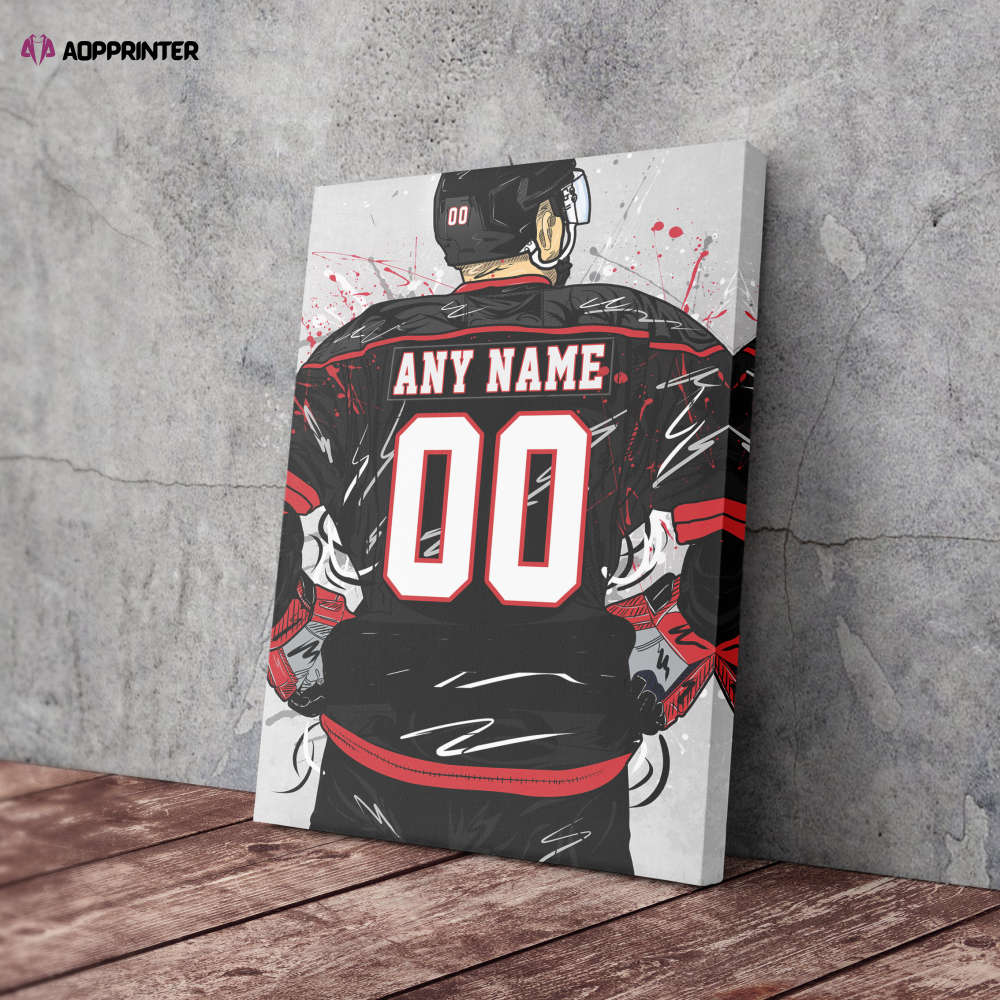 Carolina Hurricanes Jersey NHL Personalized Jersey Custom Name and Number Canvas Wall Art Home Decor