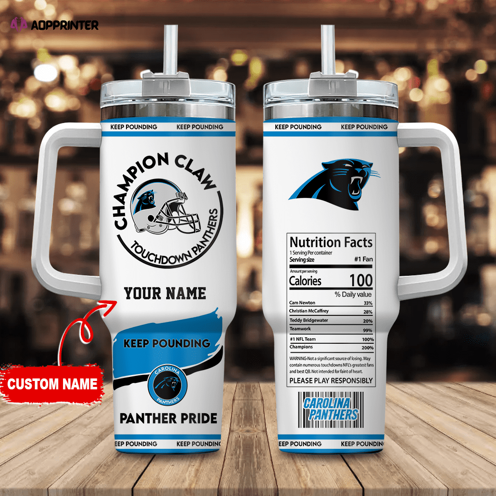 Carolina Panthers Champion Claw NFL Personalized Stanley Tumbler 40Oz Gift for Fans