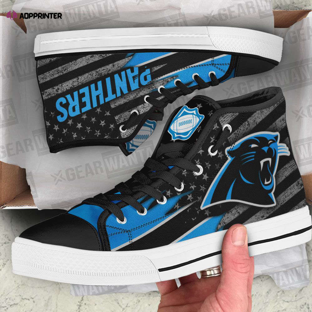 Carolina Panthers High Top Sneakers Custom Shoes For Fans American Flag