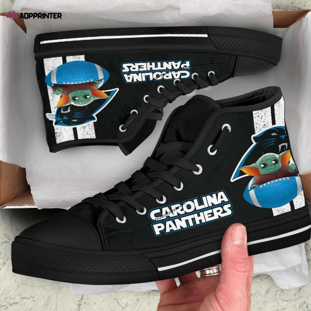 Carolina Panthers High Top Sneakers Custom Shoes For Fans Baby Yoda