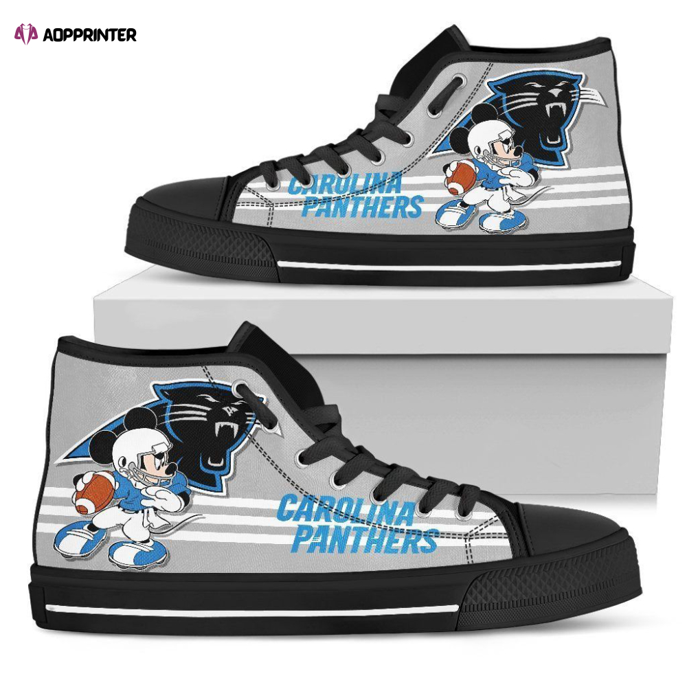 Carolina Panthers High Top Sneakers Custom Shoes For Fans Mickey