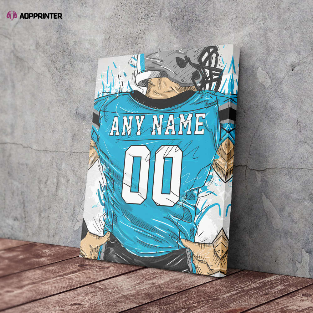 Carolina Panthers Jersey Personalized Jersey NFL Custom Name and Number Canvas Wall Art Home Decor Man Cave Gift