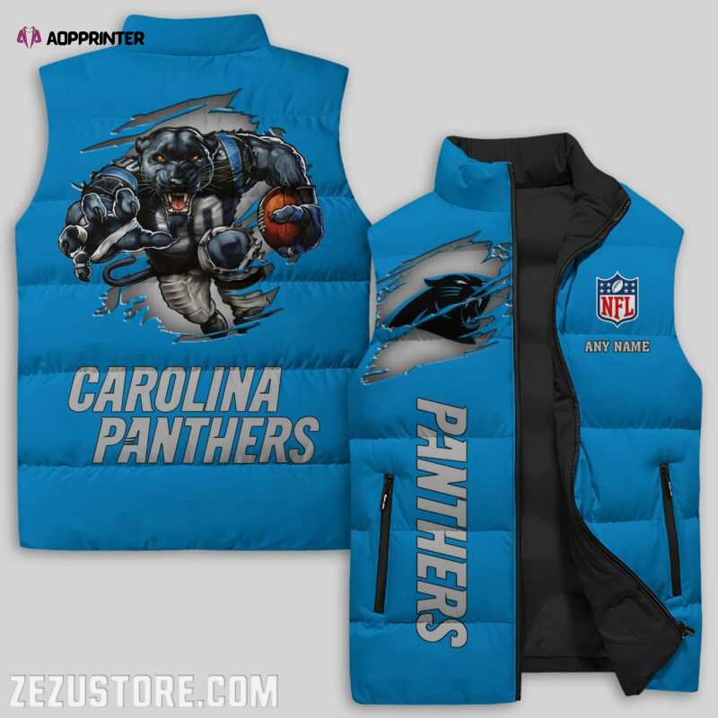 Carolina Panthers NFL Sleeveless Puffer Jacket Custom For Fans Gifts