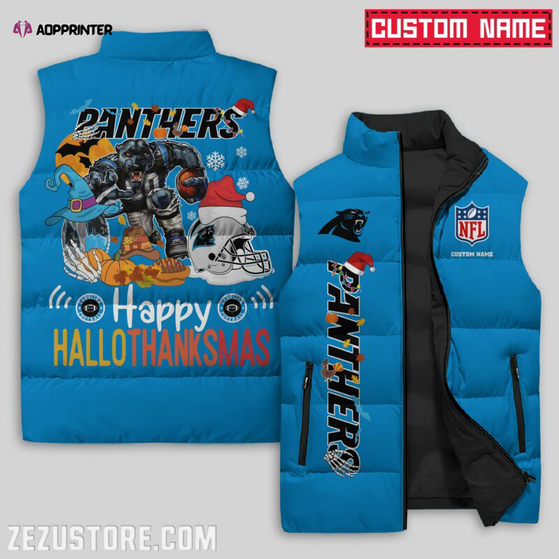 Carolina Panthers NFL Sleeveless Puffer Jacket Custom For Fans Gifts