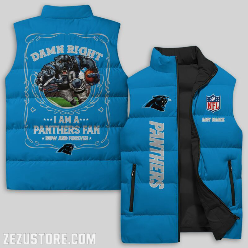 Carolina Panthers NFL Sleeveless Puffer Jacket Custom For Fans Gifts