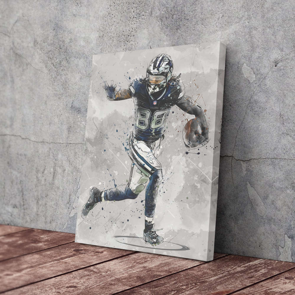 CeeDee Lamb Poster Dallas Cowboys NFL Canvas Wall Art Home Decor Framed Poster Man Cave Gift