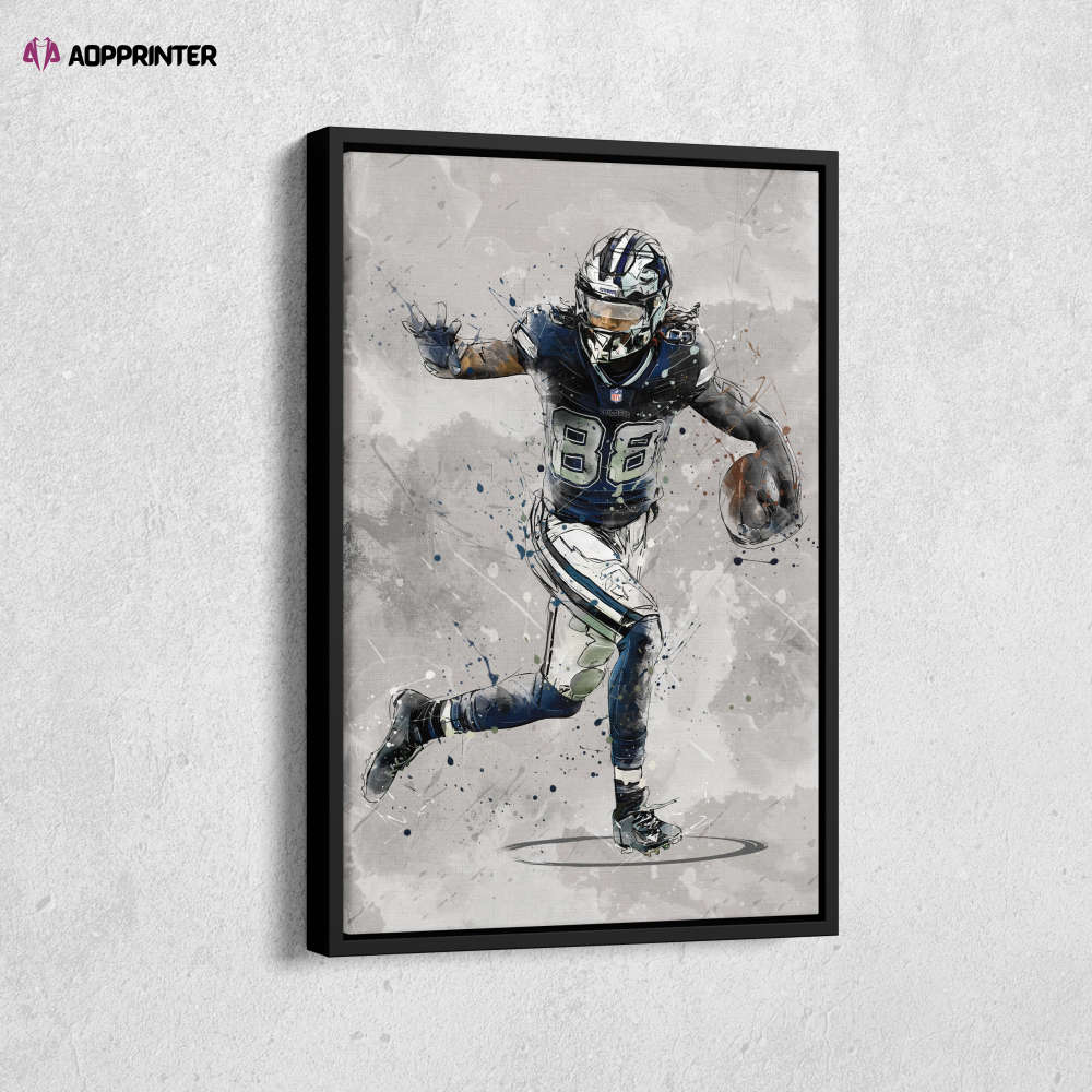 CeeDee Lamb Poster Dallas Cowboys NFL Canvas Wall Art Home Decor Framed Poster Man Cave Gift