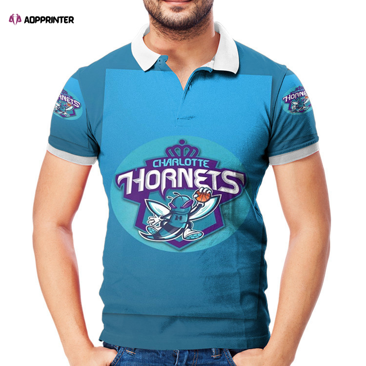 Charlotte Hornets Blue2 3D Gift for Fans Polo Shirt