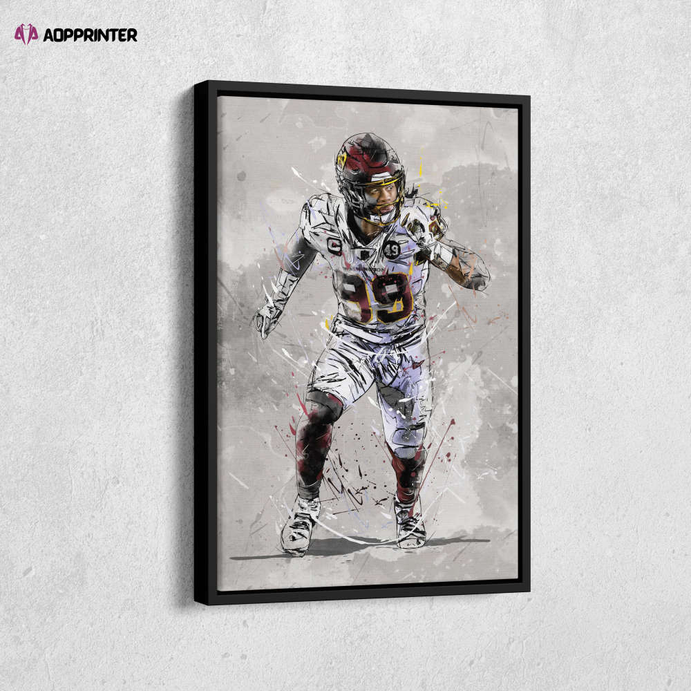 Chase Young Poster Washington Commanders NFL Canvas Wall Art Home Decor Framed Poster Man Cave Gift