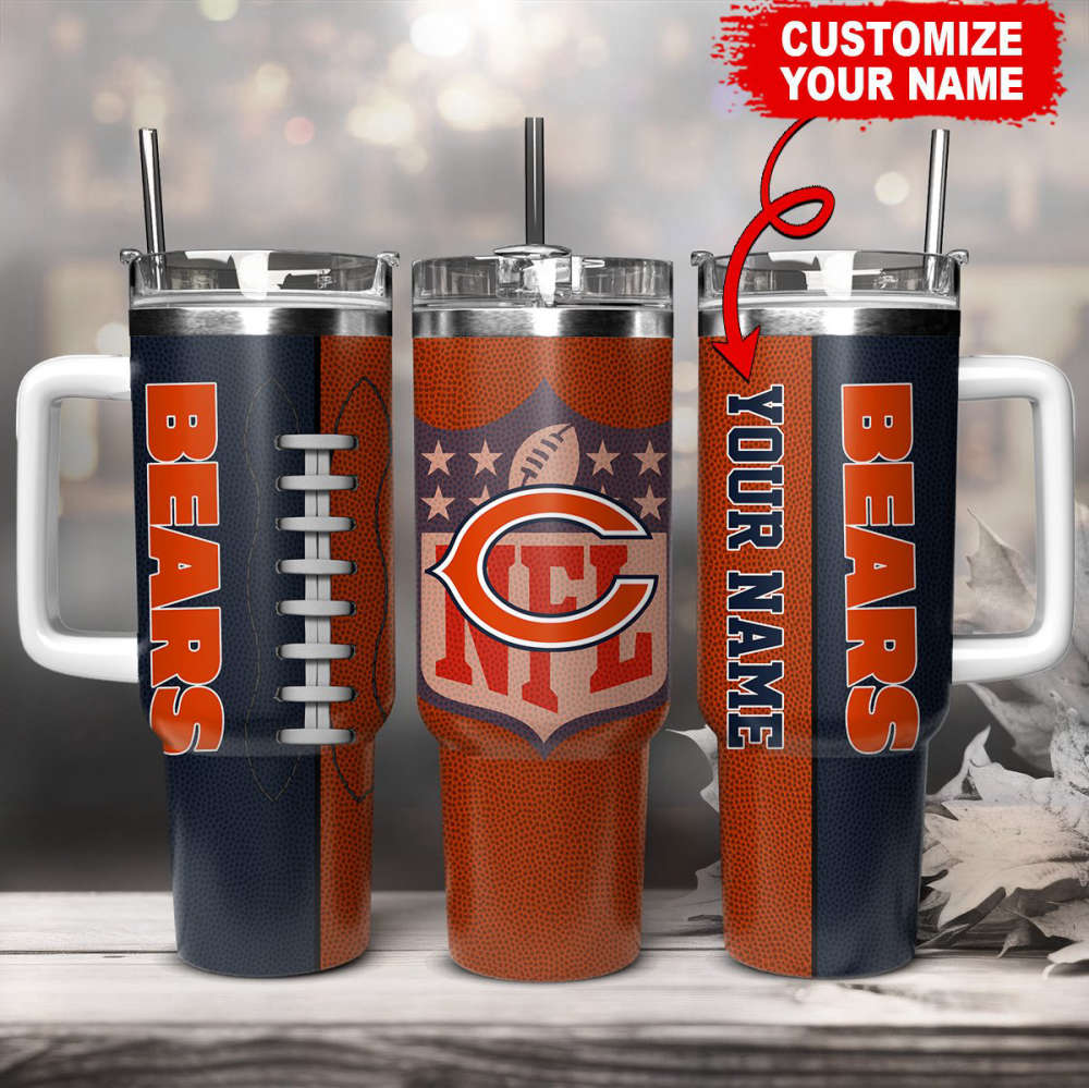 Chicago Bears NFL Football Custom Name 40oz Stanley Tumbler Gift for Fans