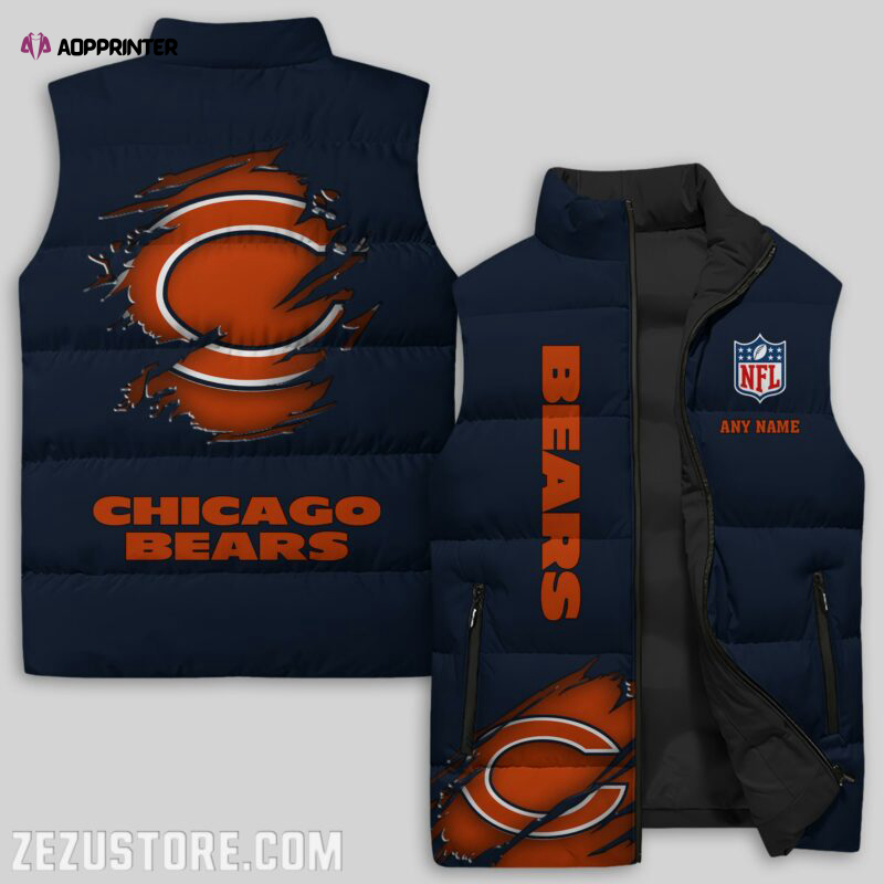 Chicago Bears NFL Sleeveless Puffer Jacket Custom For Fans Gifts