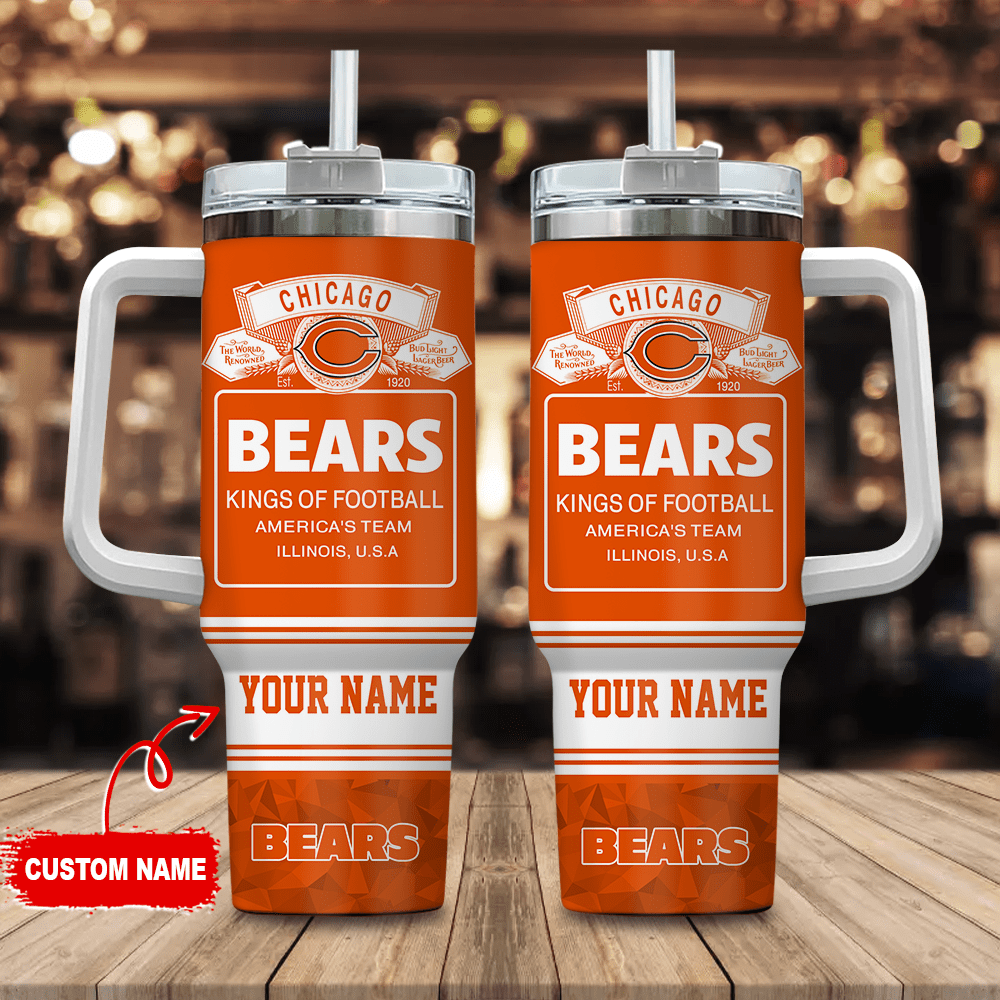Chicago Bears Personalized NFL Bud Light 40oz Stanley Tumbler Gift for Fans