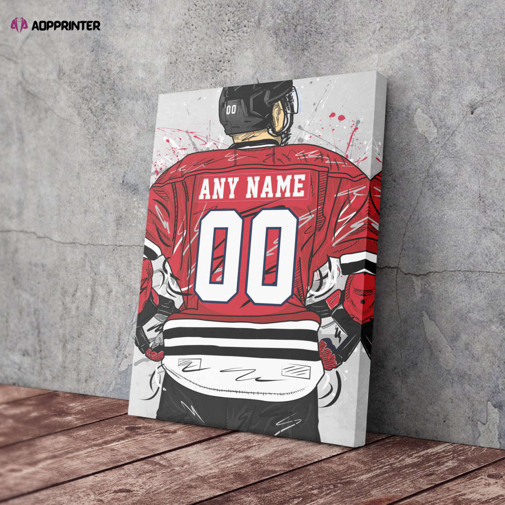 Chicago Blackhawks Jersey NHL Personalized Jersey Custom Name and Number Canvas Wall Art Home Decor