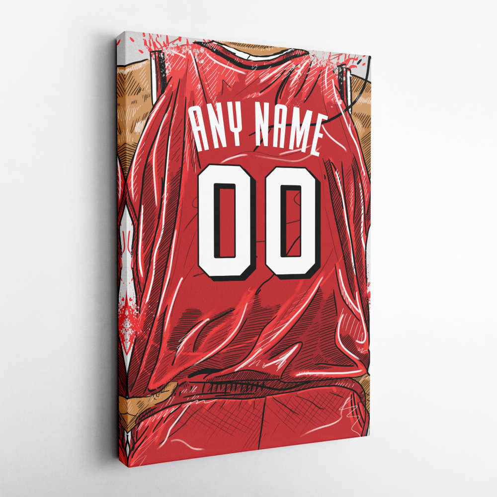 Chicago Bulls Jersey Personalized Jersey NBA Custom Name and Number Canvas Wall Art Home Decor Framed Poster Man Cave Gift