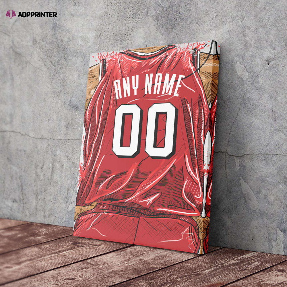 Chicago Bulls Jersey Personalized Jersey NBA Custom Name and Number Canvas Wall Art Home Decor Man Cave Gift