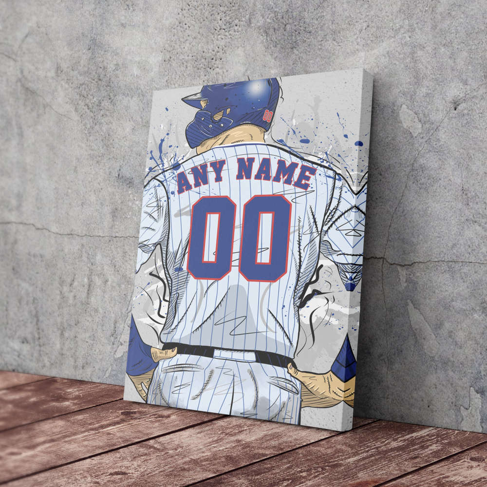 Chicago Cubs Jersey MLB Personalized Jersey Custom Name and Number Canvas Wall Art Home Decor Framed Poster Man Cave Gift