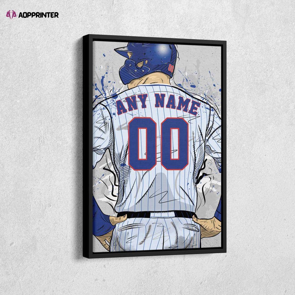 Chicago Cubs Jersey MLB Personalized Jersey Custom Name and Number Canvas Wall Art Home Decor Framed Poster Man Cave Gift