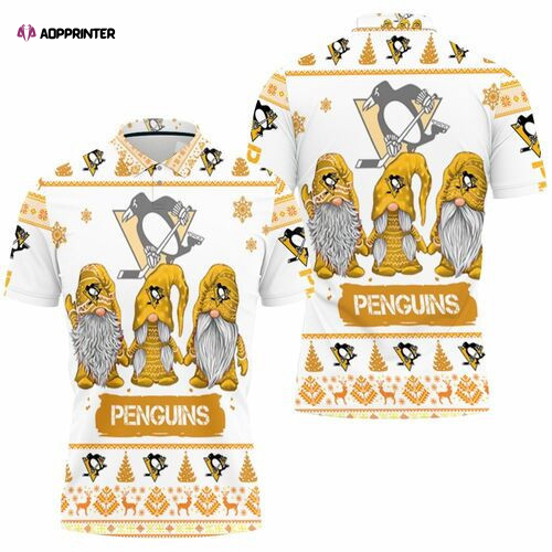 Christmas Gnomes Pittsburgh Penguins 3D Gift for Fans Polo Shirt