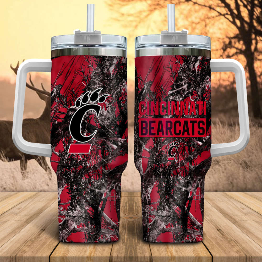 Cincinnati Bearcats NCAA Hunting Personalized Stanley Tumbler 40oz Gift for Fans