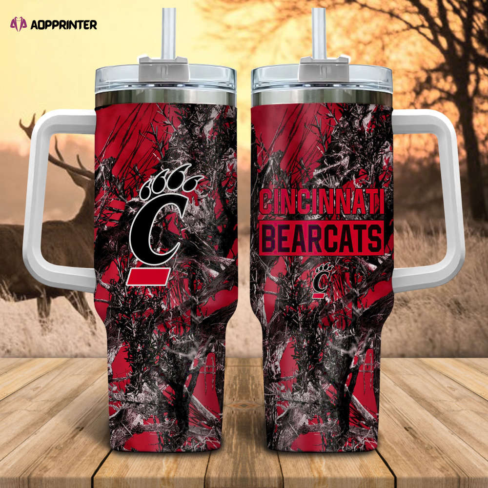 Cincinnati Bearcats NCAA Hunting Personalized Stanley Tumbler 40oz Gift for Fans