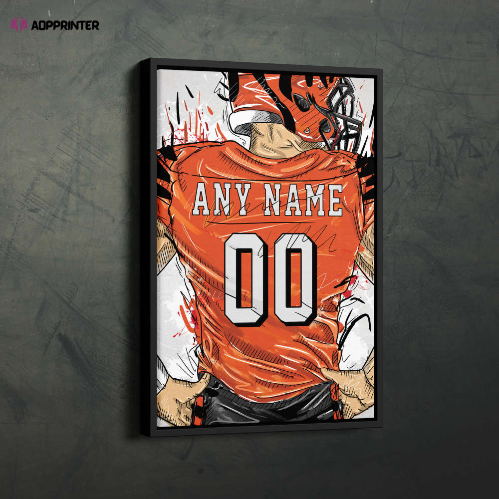 Cincinnati Bengals Jersey Personalized Jersey NFL Custom Name and Number Canvas Wall Art Home Decor Framed Poster Man Cave Gift