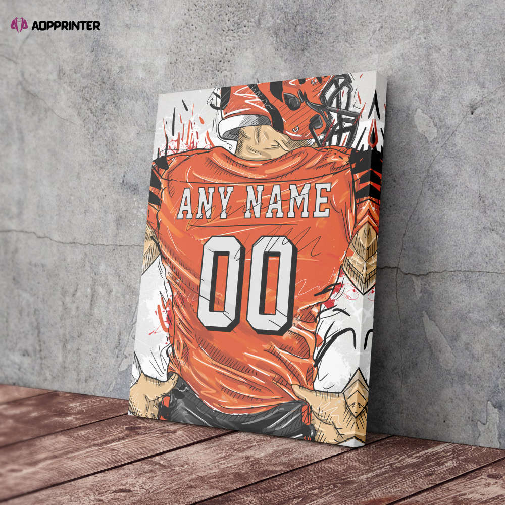 Cincinnati Bengals Jersey Personalized Jersey NFL Custom Name and Number Canvas Wall Art Home Decor Man Cave Gift