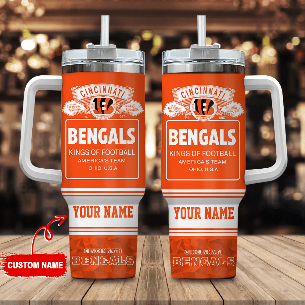 Cincinnati Bengals Personalized NFL Bud Light 40oz Stanley Tumbler Gift for Fans