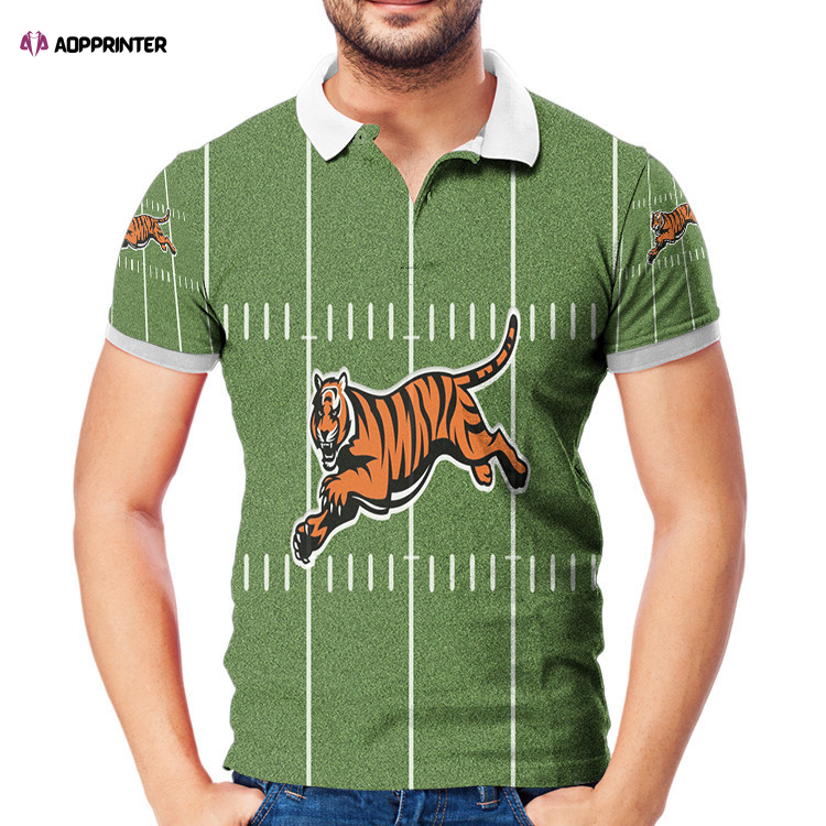 Cincinnati Bengals Tiger Running Field 3D Gift for Fans Polo Shirt