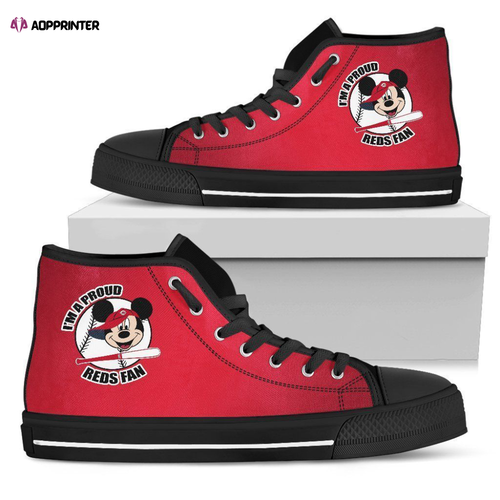 Cincinnati Reds Fan Mickey Mouse MLB Custom Canvas High Top Shoes