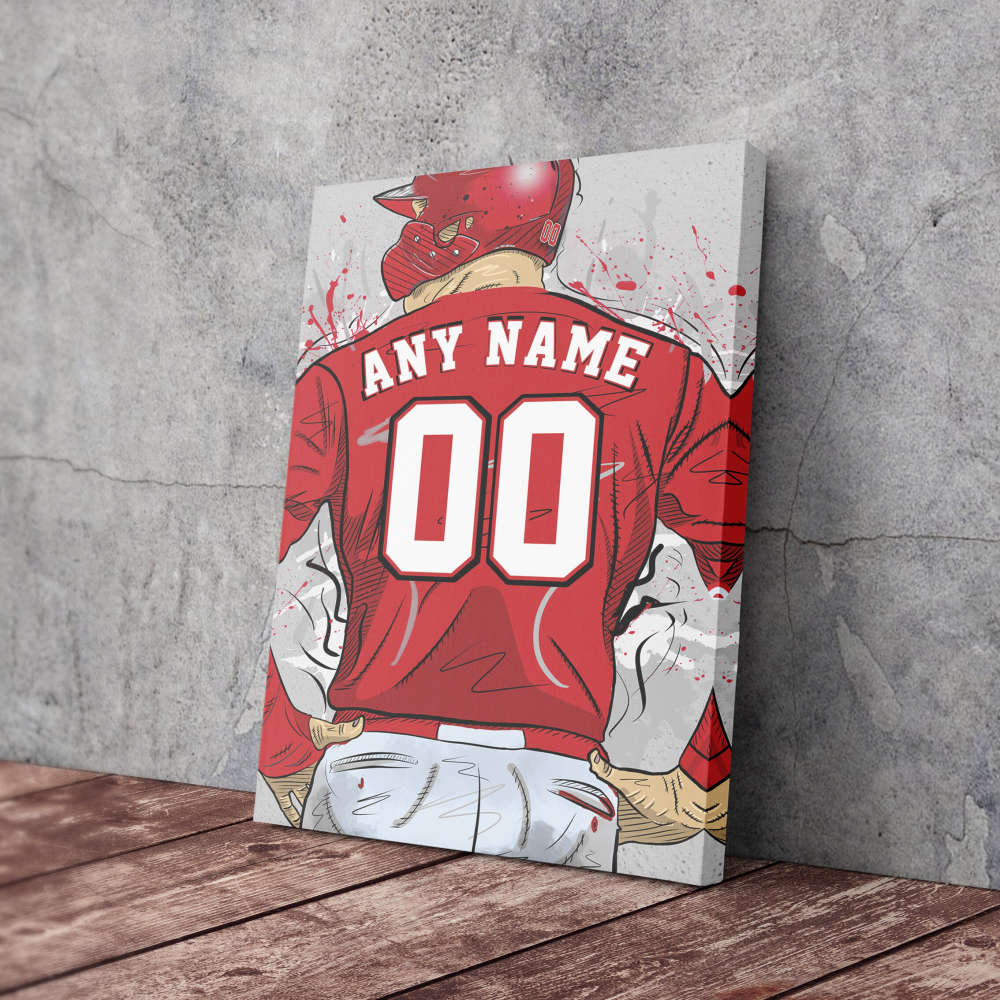 Cincinnati Reds Jersey MLB Personalized Jersey Custom Name and Number Canvas Wall Art Home Decor Framed Poster Man Cave Gift