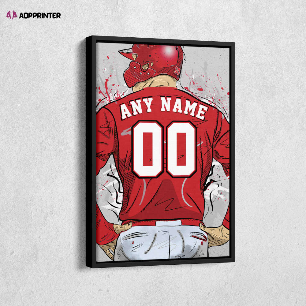 Cincinnati Reds Jersey MLB Personalized Jersey Custom Name and Number Canvas Wall Art Home Decor Framed Poster Man Cave Gift