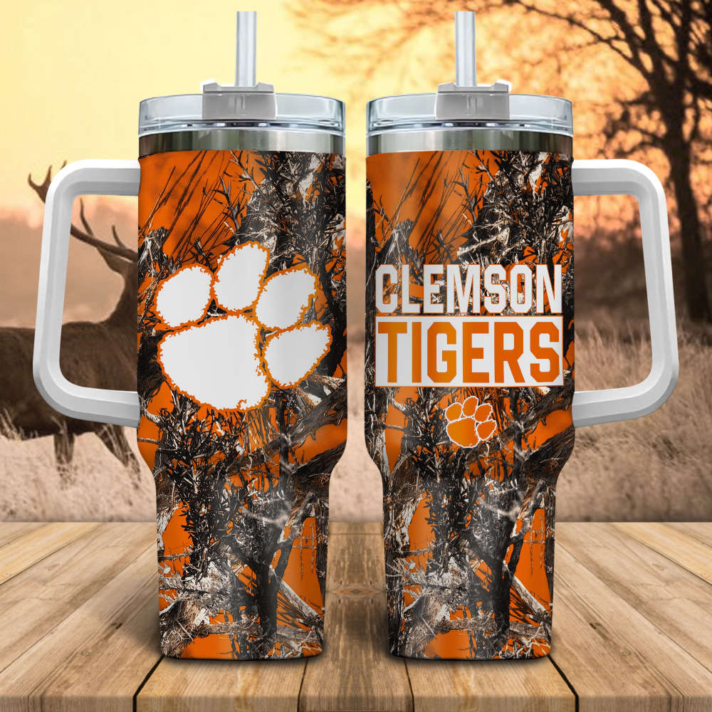 Clemson Tigers NCAA Hunting Personalized Stanley Tumbler 40oz Gift for Fans