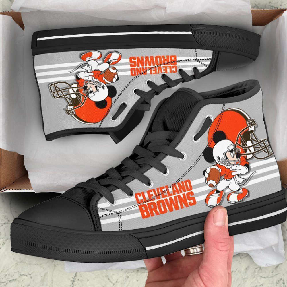 Cleveland Browns High Top Shoes Custom Mickey For Fans