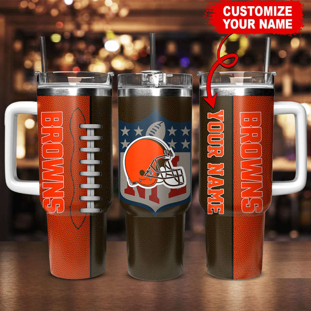 Cleveland Browns NFL Football Custom Name 40oz Stanley Tumbler Gift for Fans